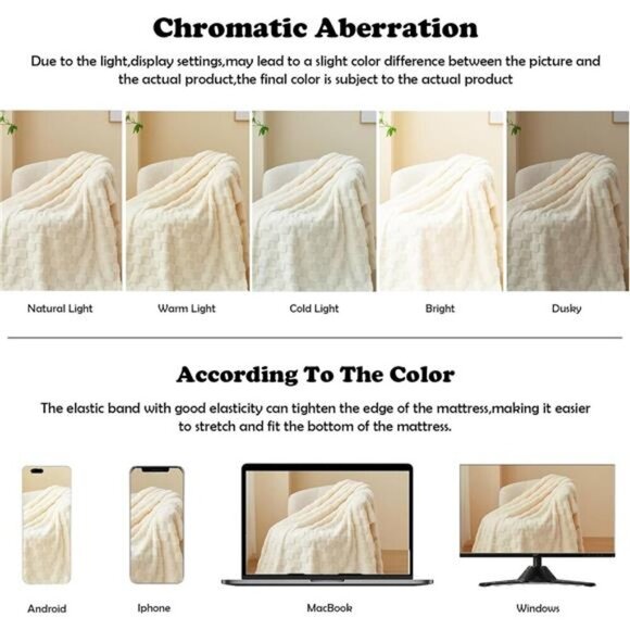 Checkered Throw Blanket, Ivory Premium Fleece 3D Throw (50"x70")) - Picture 6 of 7